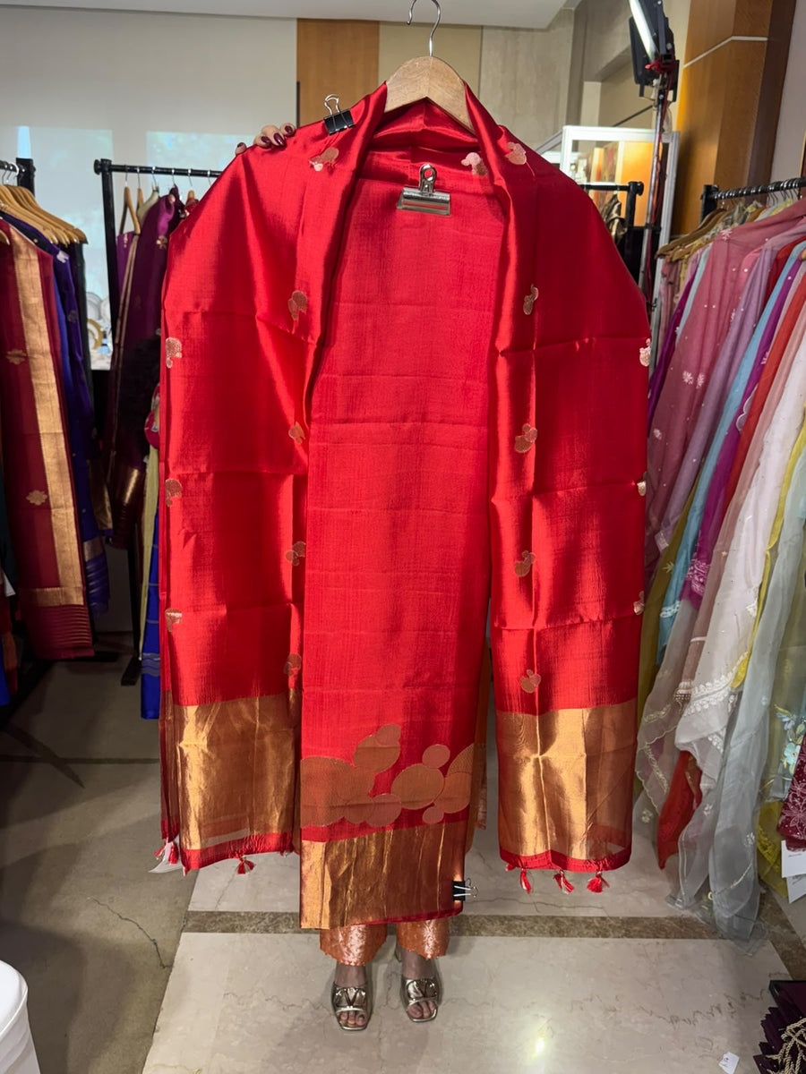 Red Silk with Circle Motifs