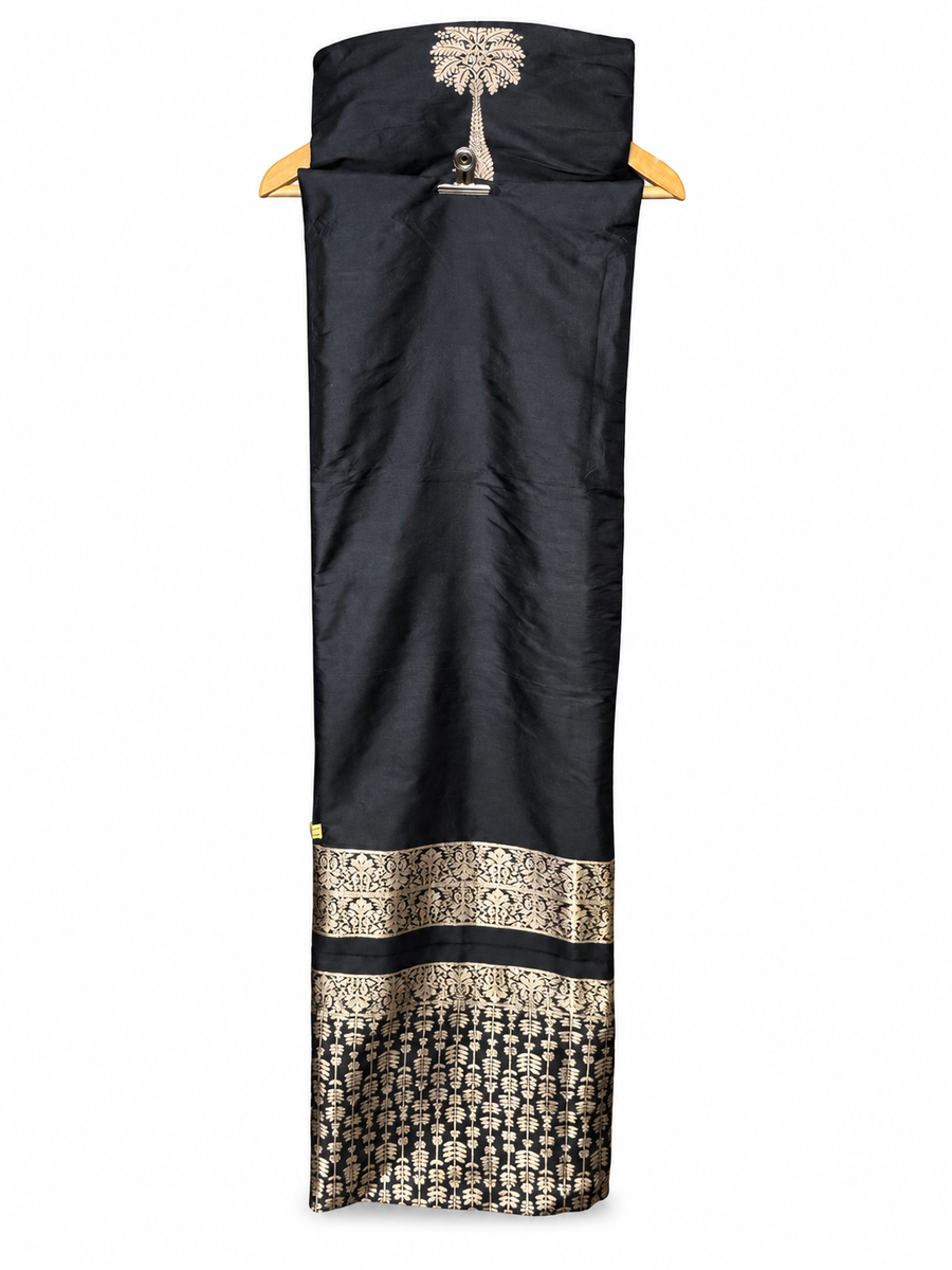 Black Silk with Tree Motif