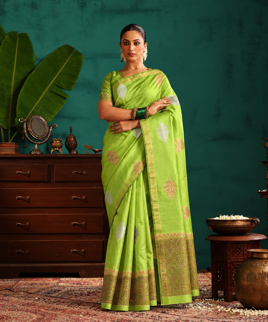Ombre Green Kora Saree