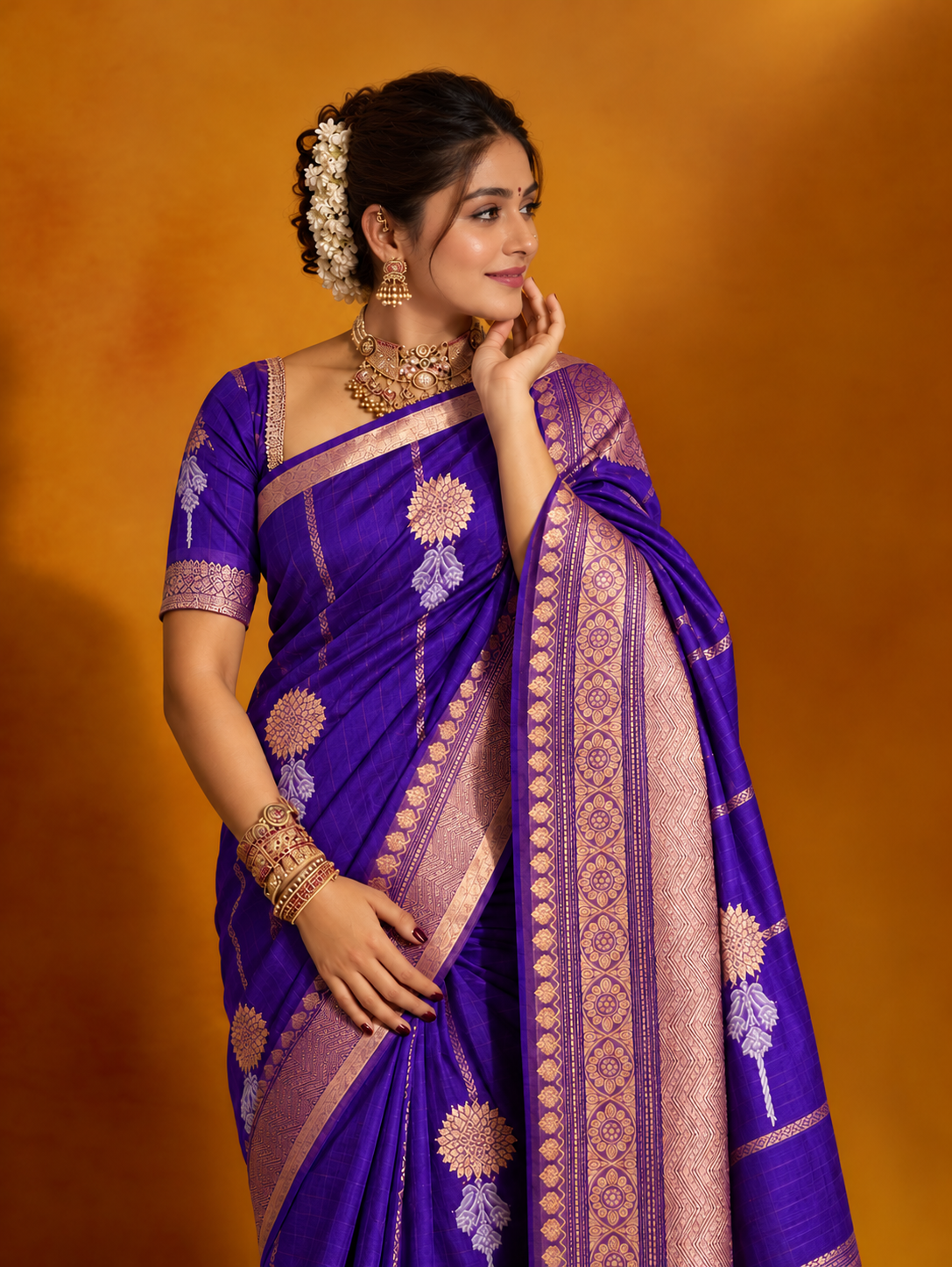 Purple Kora Organza Saree
