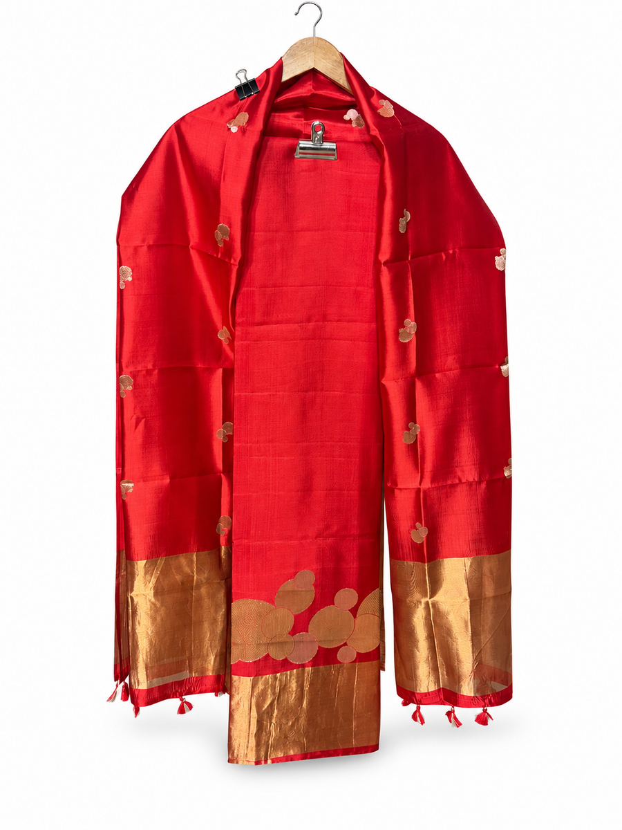 Red Silk with Circle Motifs