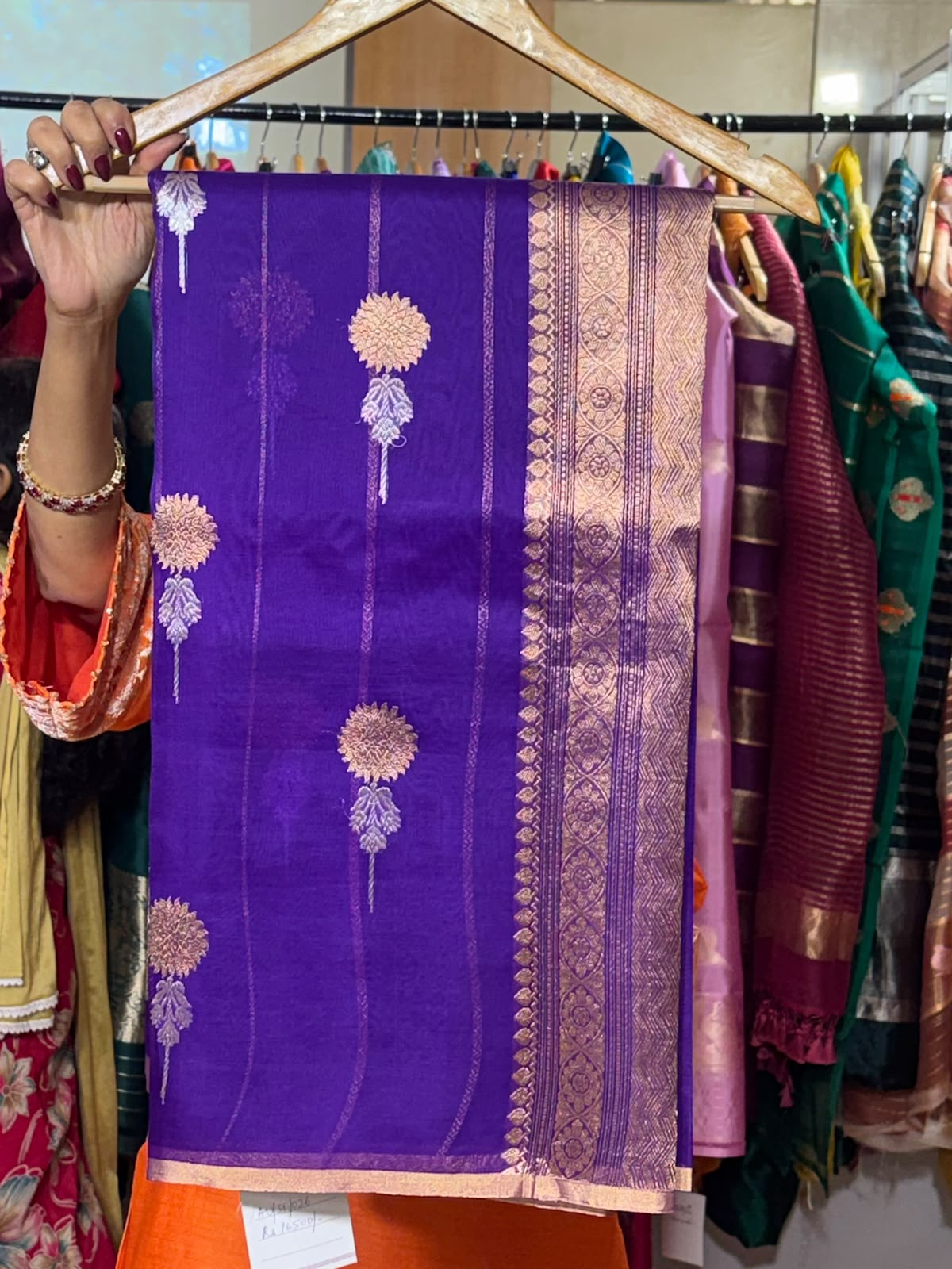 Purple Kora Organza Saree by Aurunii, product AU-SE-026 original product photograph