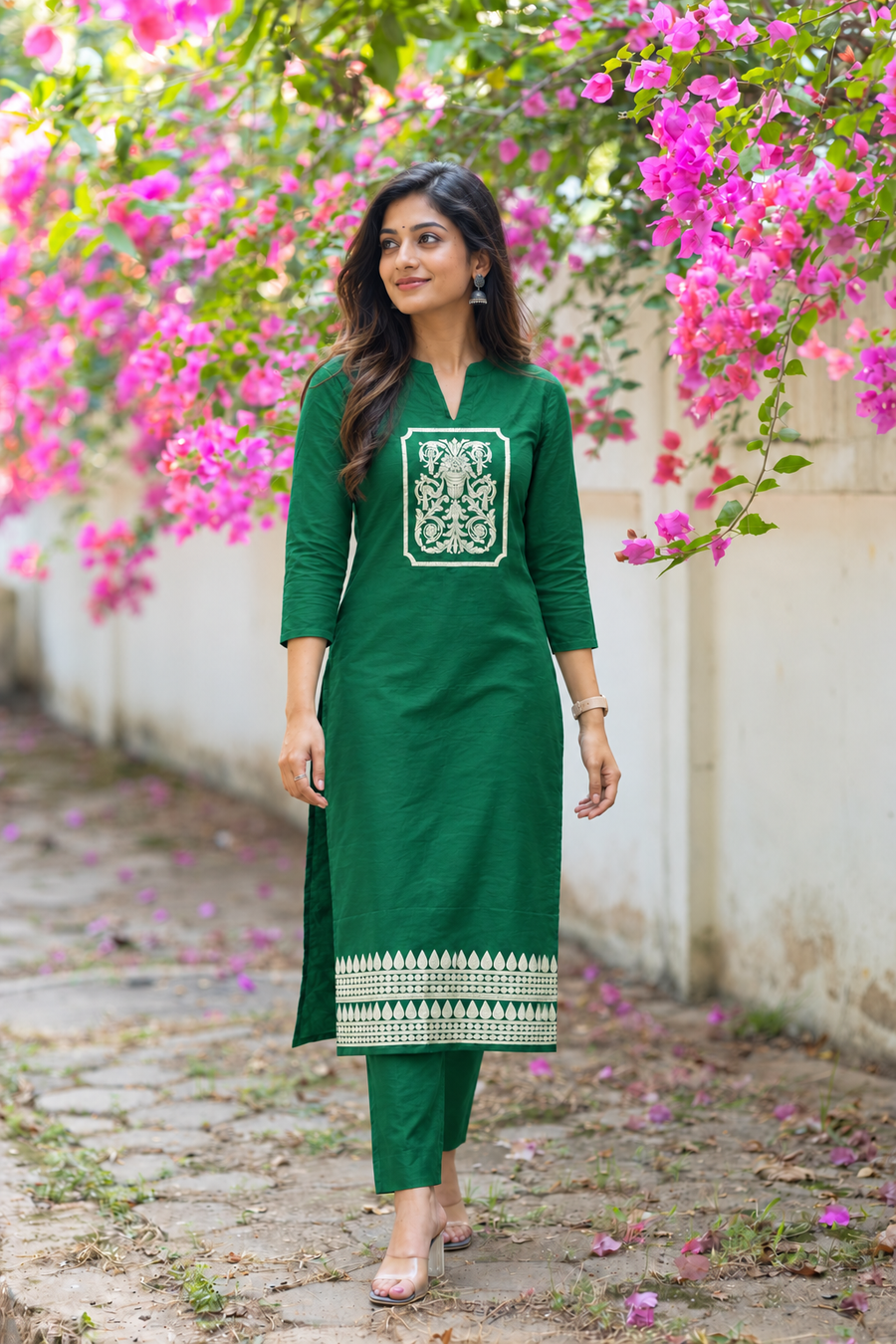 Green Banarasi Mashru Silk Co-ord Set