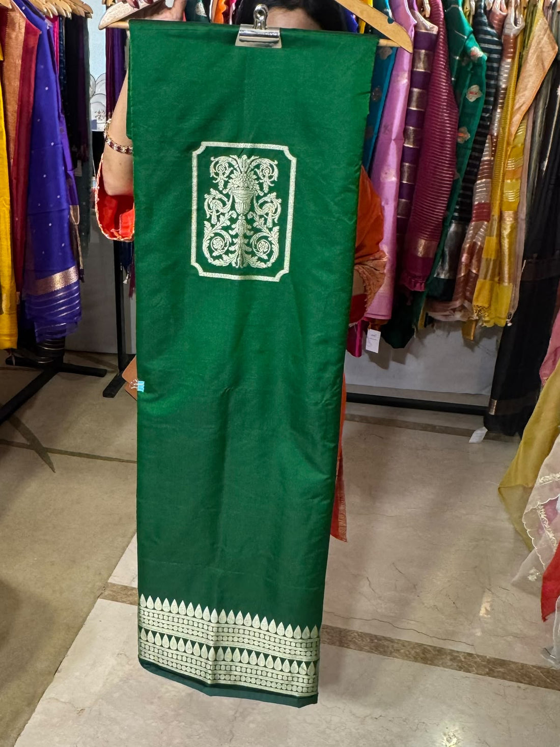 Green Banarasi Mashru Silk Co-ord Set by Aurunii, product AU-VN-005 original product photograph