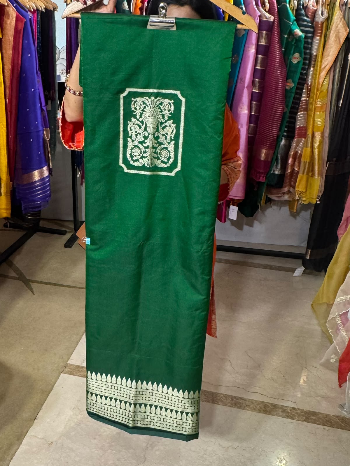 Green Banarasi Mashru Silk Co-ord Set by Aurunii, product AU-VN-005 original product photograph