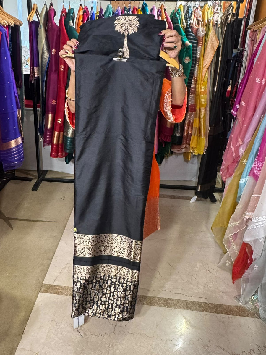 Black Silk with Tree Motif