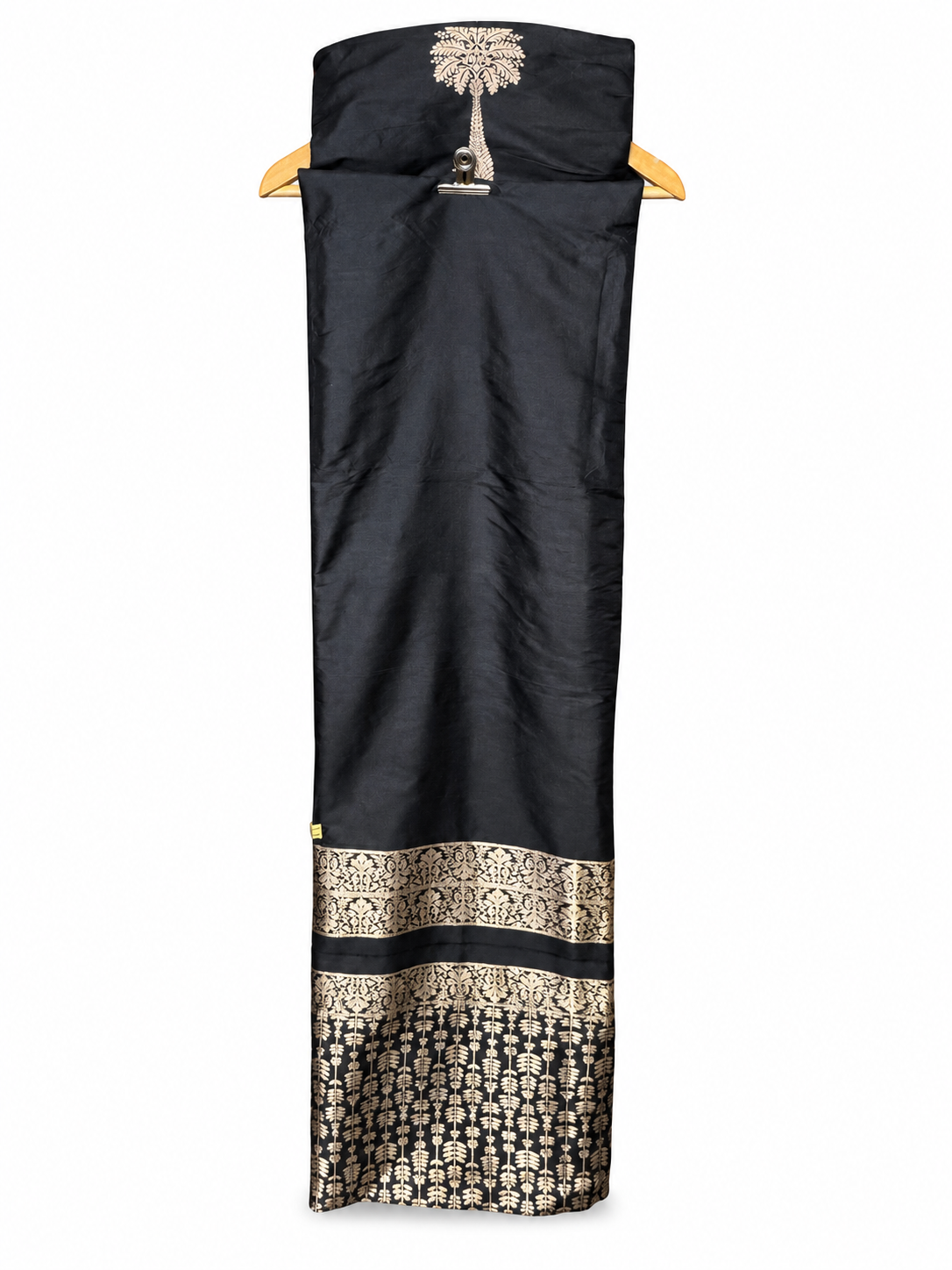 Black Silk with Tree Motif by Aurunii, product AU-VN-010 on a white background