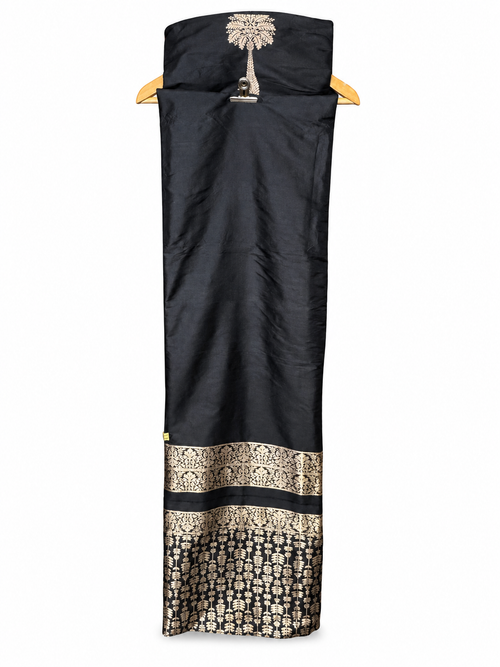 Black Silk with Tree Motif by Aurunii, product AU-VN-010 on a white background