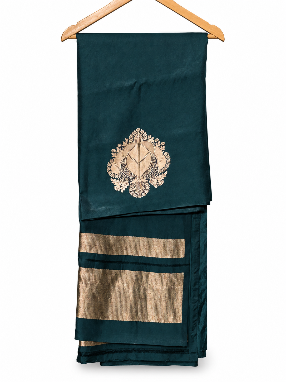 Dark Green Lotus-Motif Co-ord Set by Aurunii, product AU-VN-029 on a white background