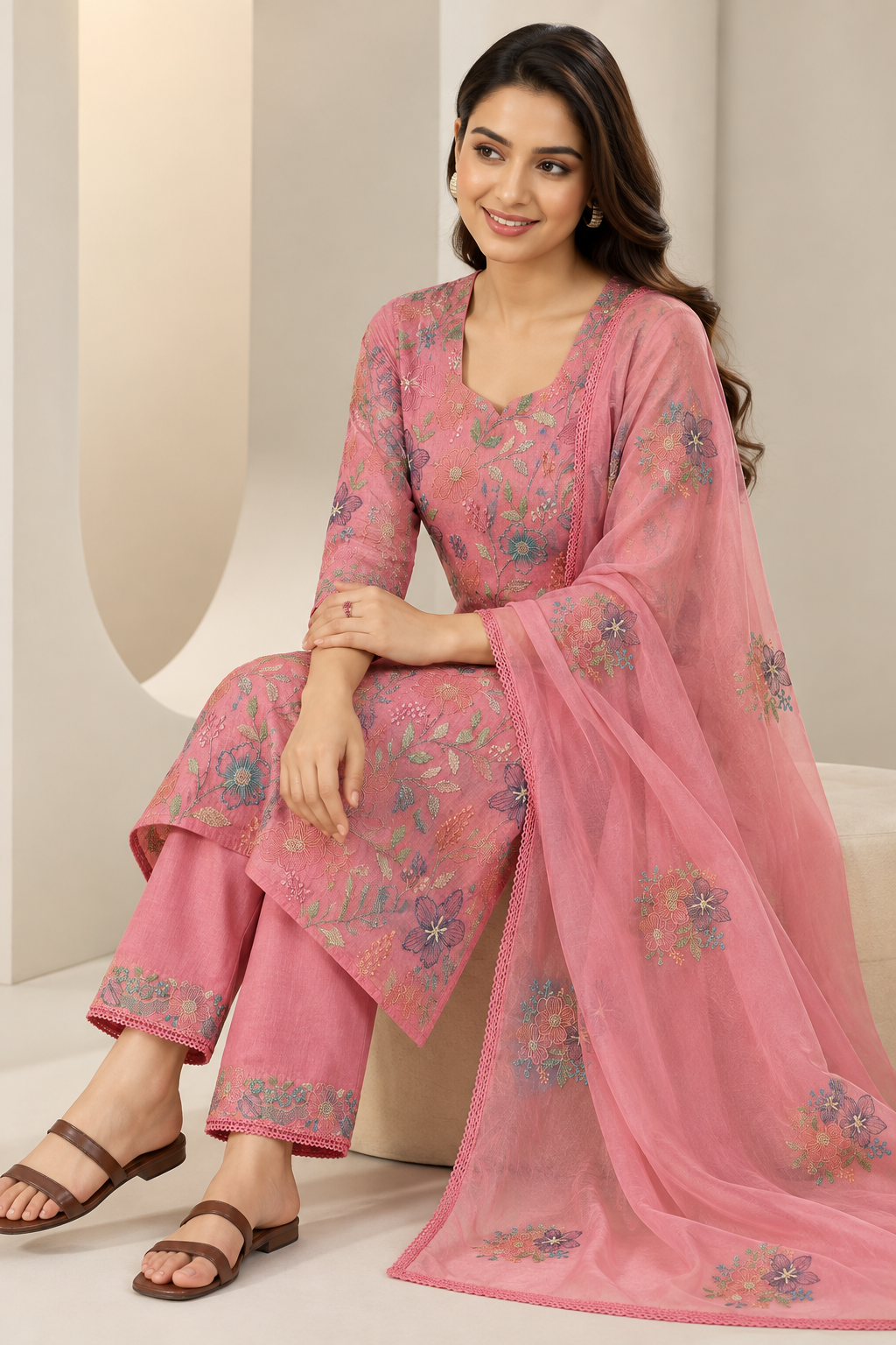 Rose Pink Suit - Unstitched